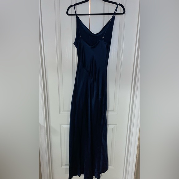 NEW Amanda Uprichard Ansonia Asymmetric Silk Gown in Ink - Picture 4 of 7